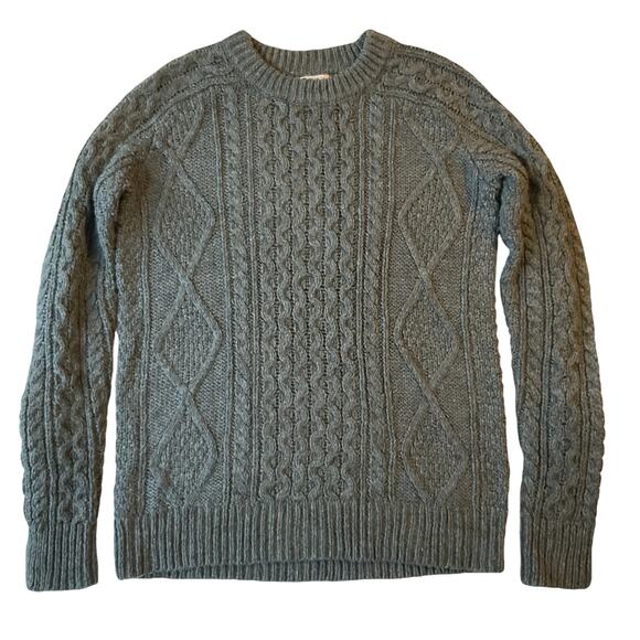 Merona Women Sweater XS Gray Acrylic Wool Cable Knit Long Sleeve Crew Neck - Picture 1 of 8